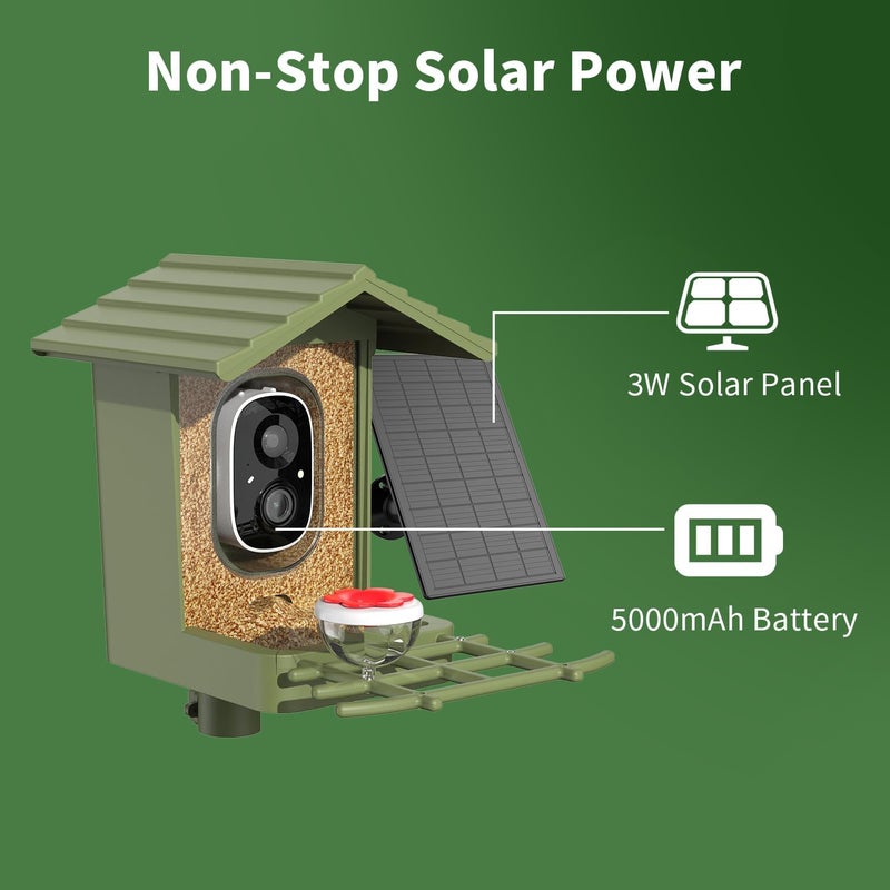 cbeyook Smart Bird Feeder Camera with AI Species Identifier | Solar Powered, 2.5K HD Video, Motion Alerts - Outdoor Garden & Birdwatching Gift - Image 4